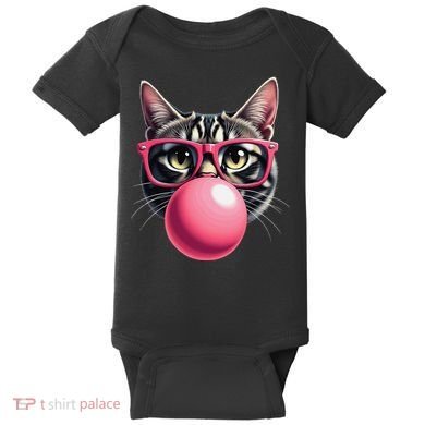 Cute Cat Blowing Bubble Gum Baby Bodysuit