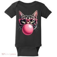 Cute Cat Blowing Bubble Gum Baby Bodysuit thumb 0