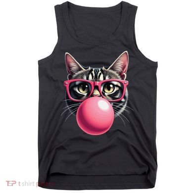 Cute Cat Blowing Bubble Gum Tank Top