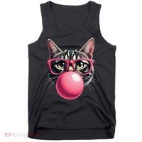 Cute Cat Blowing Bubble Gum Tank Top thumb 0