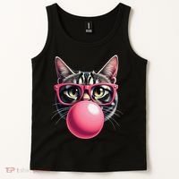 Cute Cat Blowing Bubble Gum Tank Top thumb 2