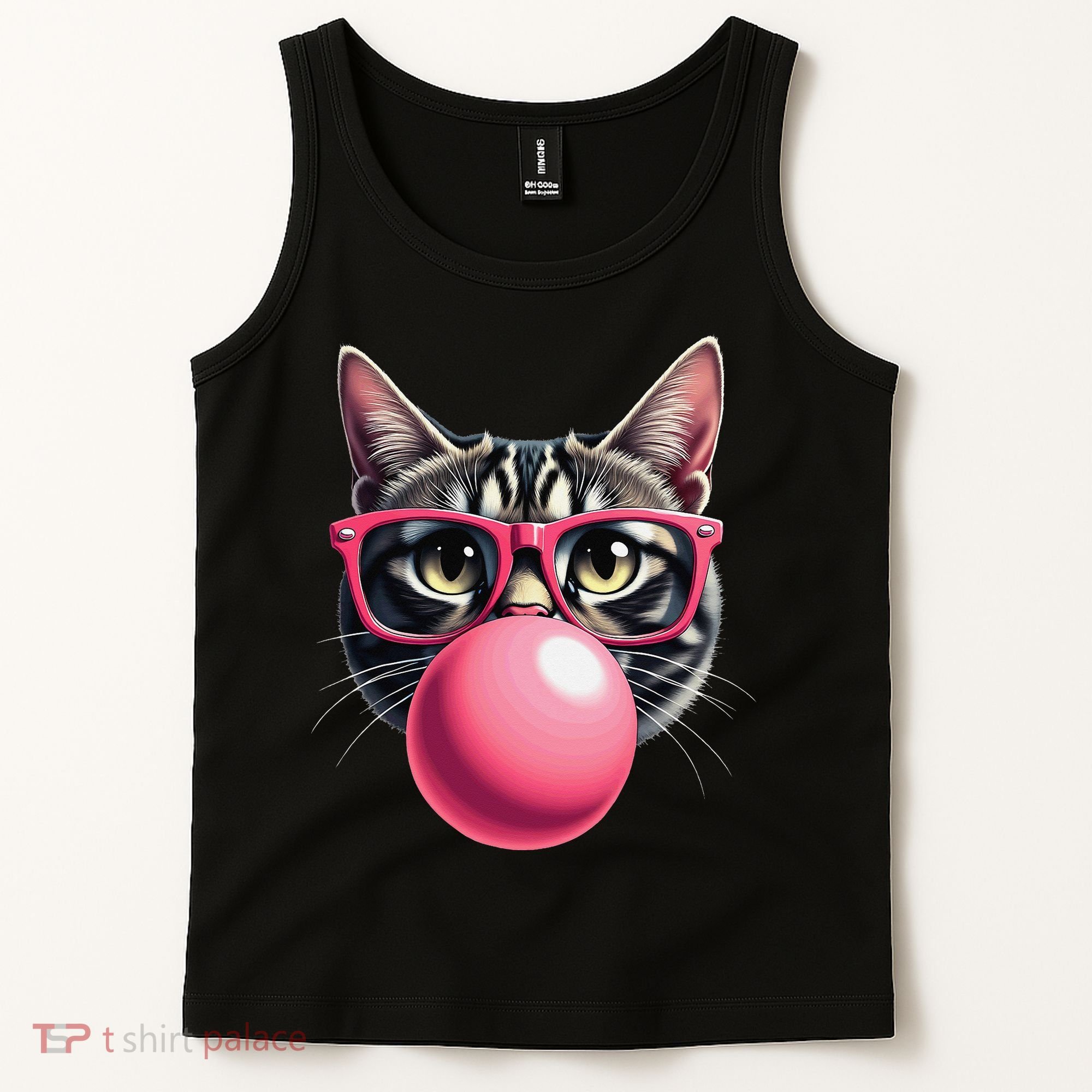 Cute Cat Blowing Bubble Gum Tank Top