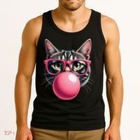 Cute Cat Blowing Bubble Gum Tank Top thumb 3