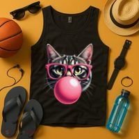Cute Cat Blowing Bubble Gum Tank Top thumb 4