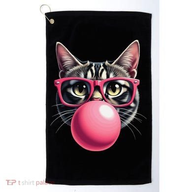 Cute Cat Blowing Bubble Gum Golf Towel