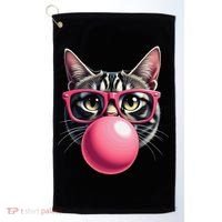 Cute Cat Blowing Bubble Gum Golf Towel thumb 0
