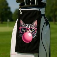 Cute Cat Blowing Bubble Gum Golf Towel thumb 2