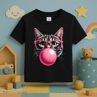 Cute Cat Blowing Bubble Gum Toddler T-Shirt thumb 3
