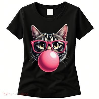 Cute Cat Blowing Bubble Gum Women's T-Shirt