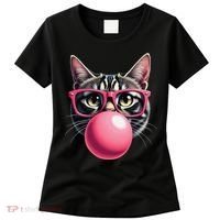 Cute Cat Blowing Bubble Gum Women's T-Shirt thumb 0