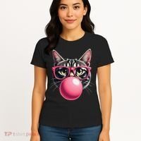 Cute Cat Blowing Bubble Gum Women's T-Shirt thumb 4