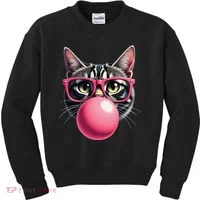 Cute Cat Blowing Bubble Gum Kids Sweatshirt thumb 0