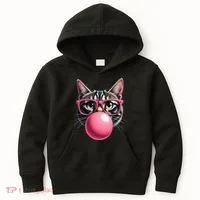 Cute Cat Blowing Bubble Gum Kids Hoodie thumb 0