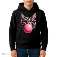 Cute Cat Blowing Bubble Gum Kids Hoodie thumb 4