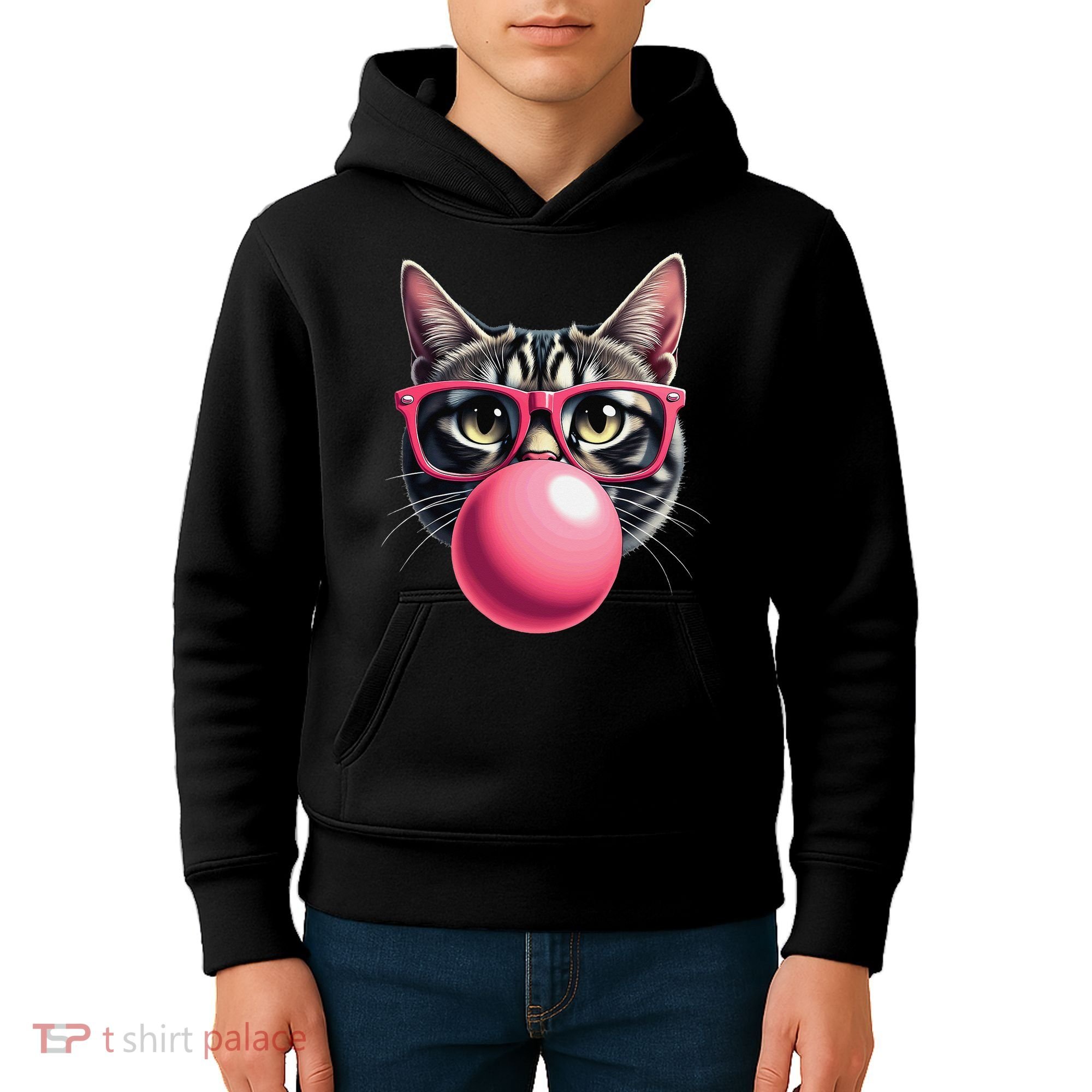 Cute Cat Blowing Bubble Gum Kids Hoodie