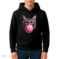 Cute Cat Blowing Bubble Gum Kids Hoodie thumb 4