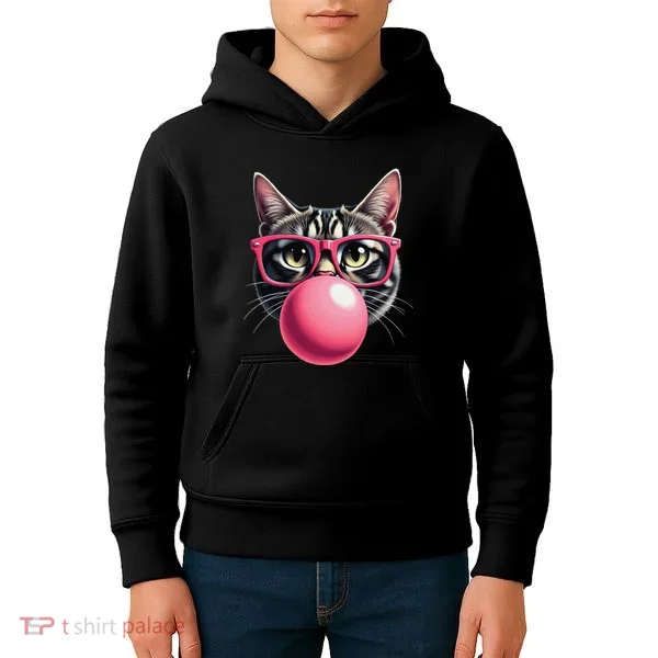 Cute Cat Blowing Bubble Gum Kids Hoodie