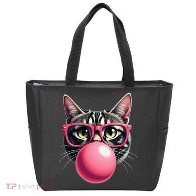 Cute Cat Blowing Bubble Gum Tote Bag
