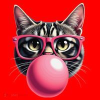 Cute Cat Blowing Bubble Gum Santa Hat thumb 1