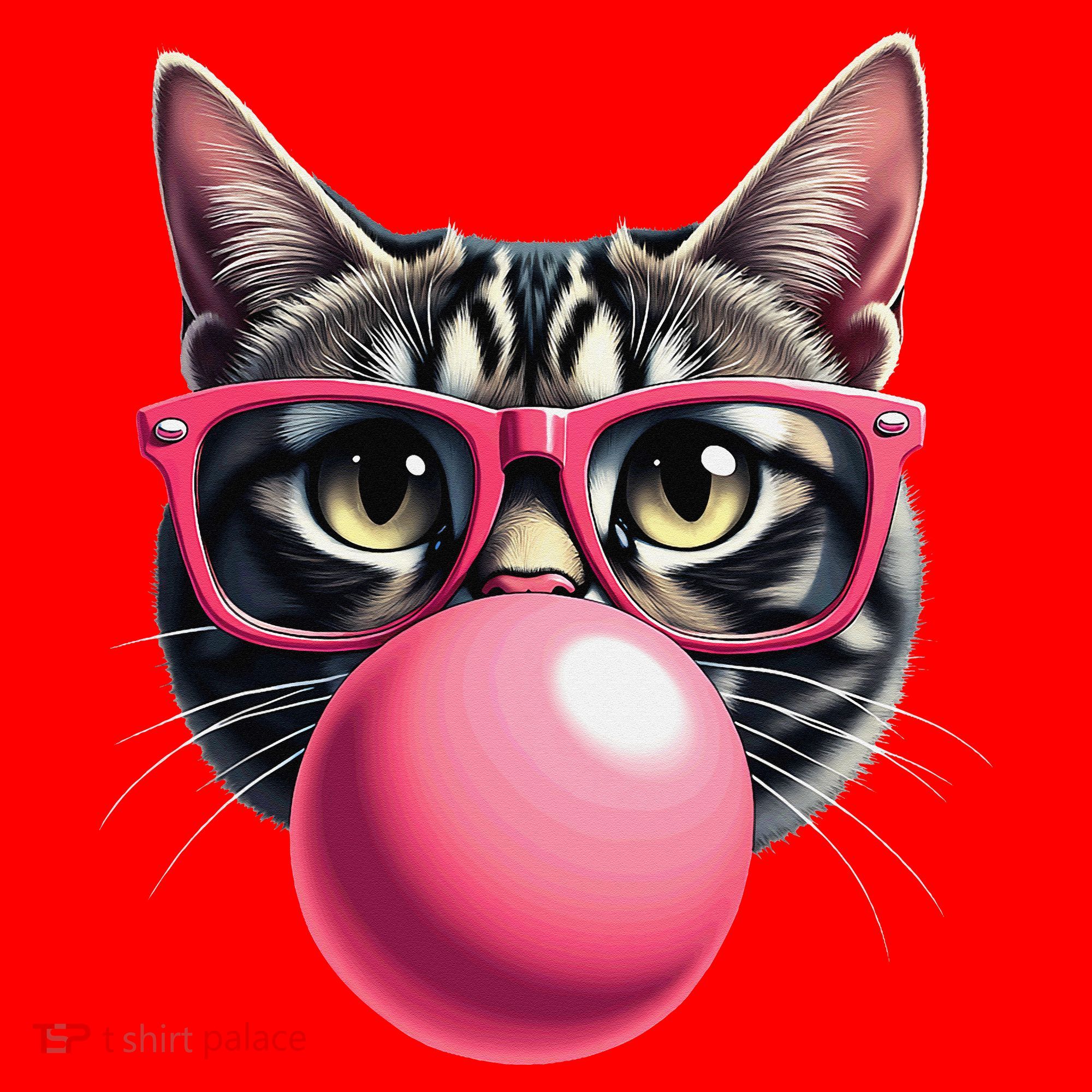 Cute Cat Blowing Bubble Gum Santa Hat