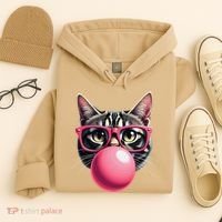 Cute Cat Blowing Bubble Gum Hoodie thumb 4