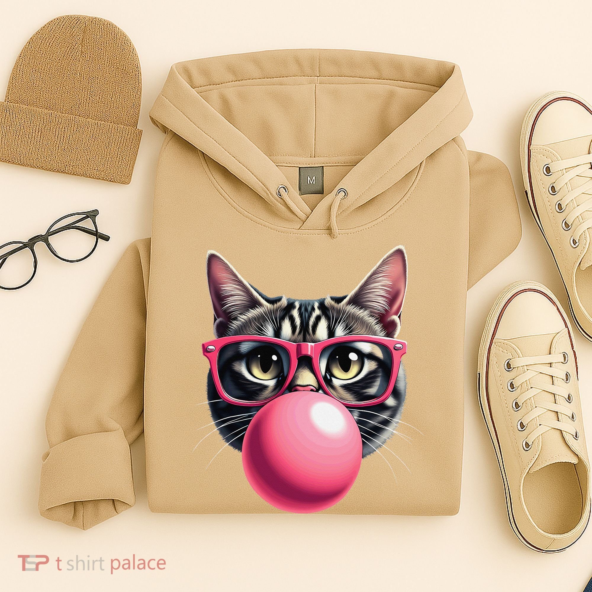 Cute Cat Blowing Bubble Gum Hoodie