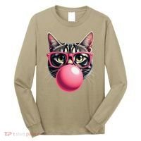 Cute Cat Blowing Bubble Gum Long Sleeve Shirt thumb 0