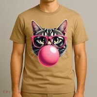 Cute Cat Blowing Bubble Gum T-Shirt thumb 3