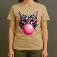 Cute Cat Blowing Bubble Gum T-Shirt thumb 4