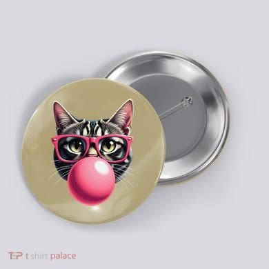Cute Cat Blowing Bubble Gum Button