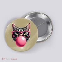 Cute Cat Blowing Bubble Gum Button thumb 0