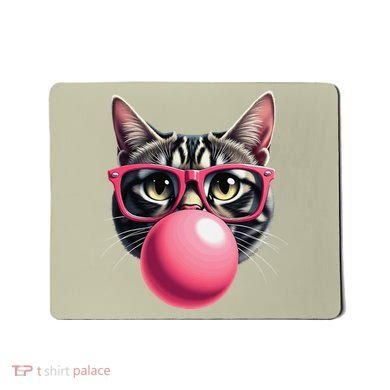 Cute Cat Blowing Bubble Gum Mousepad