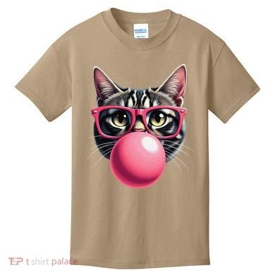 Cute Cat Blowing Bubble Gum Kids T-Shirt