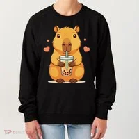 Cute Capybara Boba Tea Bubble Rodent Women's Sweatshirt thumb 0