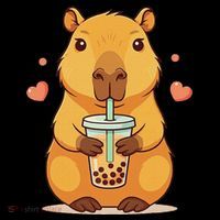 Cute Capybara Boba Tea Bubble Rodent Backpack thumb 2