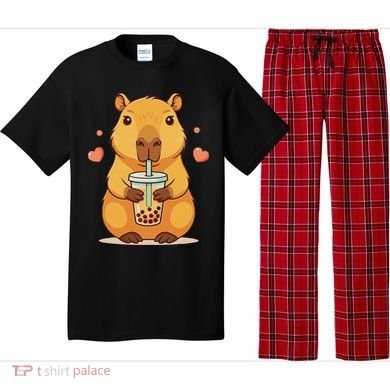 Cute Capybara Boba Tea Bubble Rodent Pajama Set