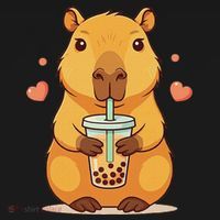 Cute Capybara Boba Tea Bubble Rodent Pajama Set thumb 2