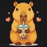 Cute Capybara Boba Tea Bubble Rodent Women's Hoodie thumb 2