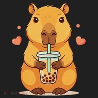 Cute Capybara Boba Tea Bubble Rodent Hat thumb 2