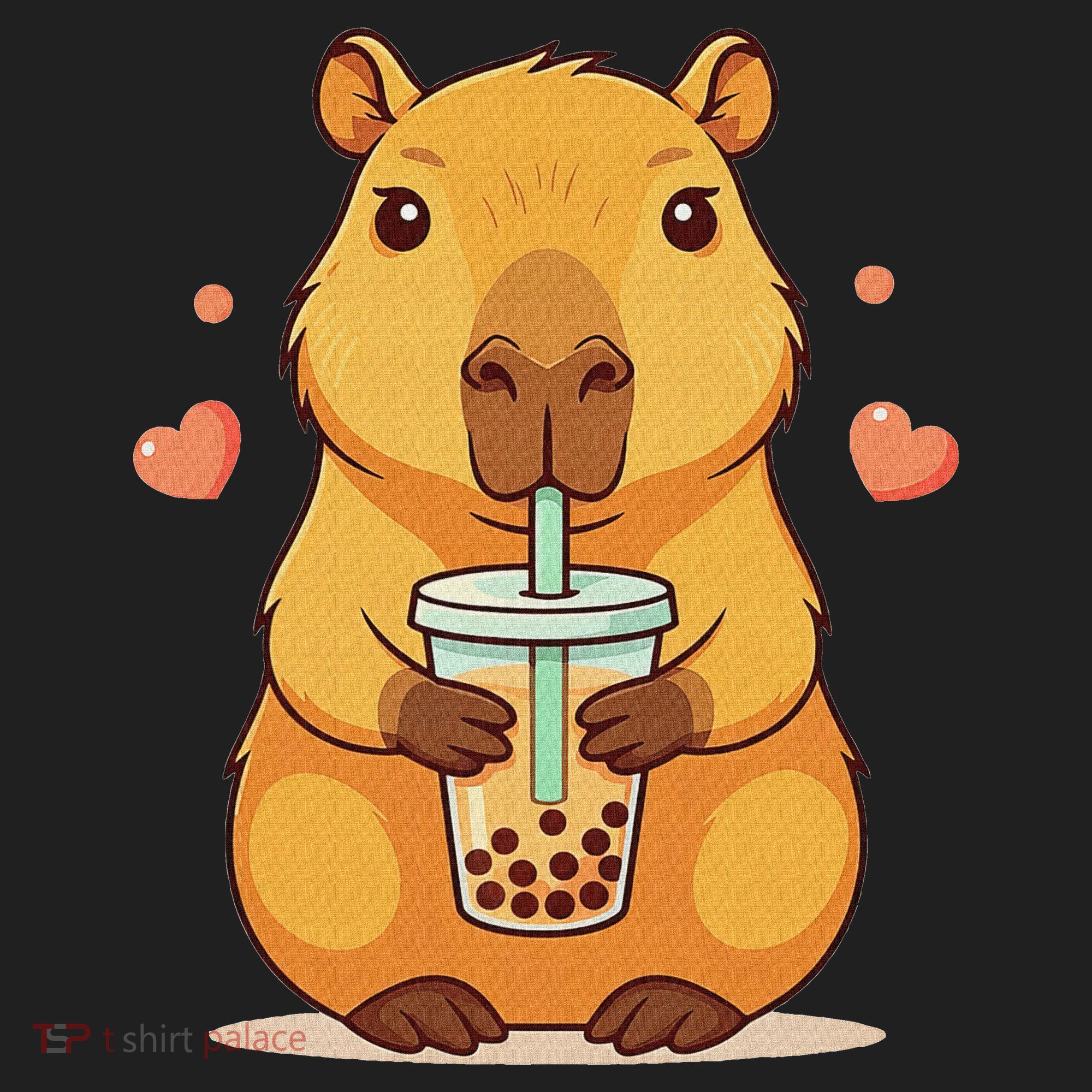 Cute Capybara Boba Tea Bubble Rodent Hat