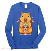 Cute Capybara Boba Tea Bubble Rodent Long Sleeve Shirt thumb 0
