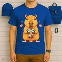 Cute Capybara Boba Tea Bubble Rodent T-Shirt thumb 6