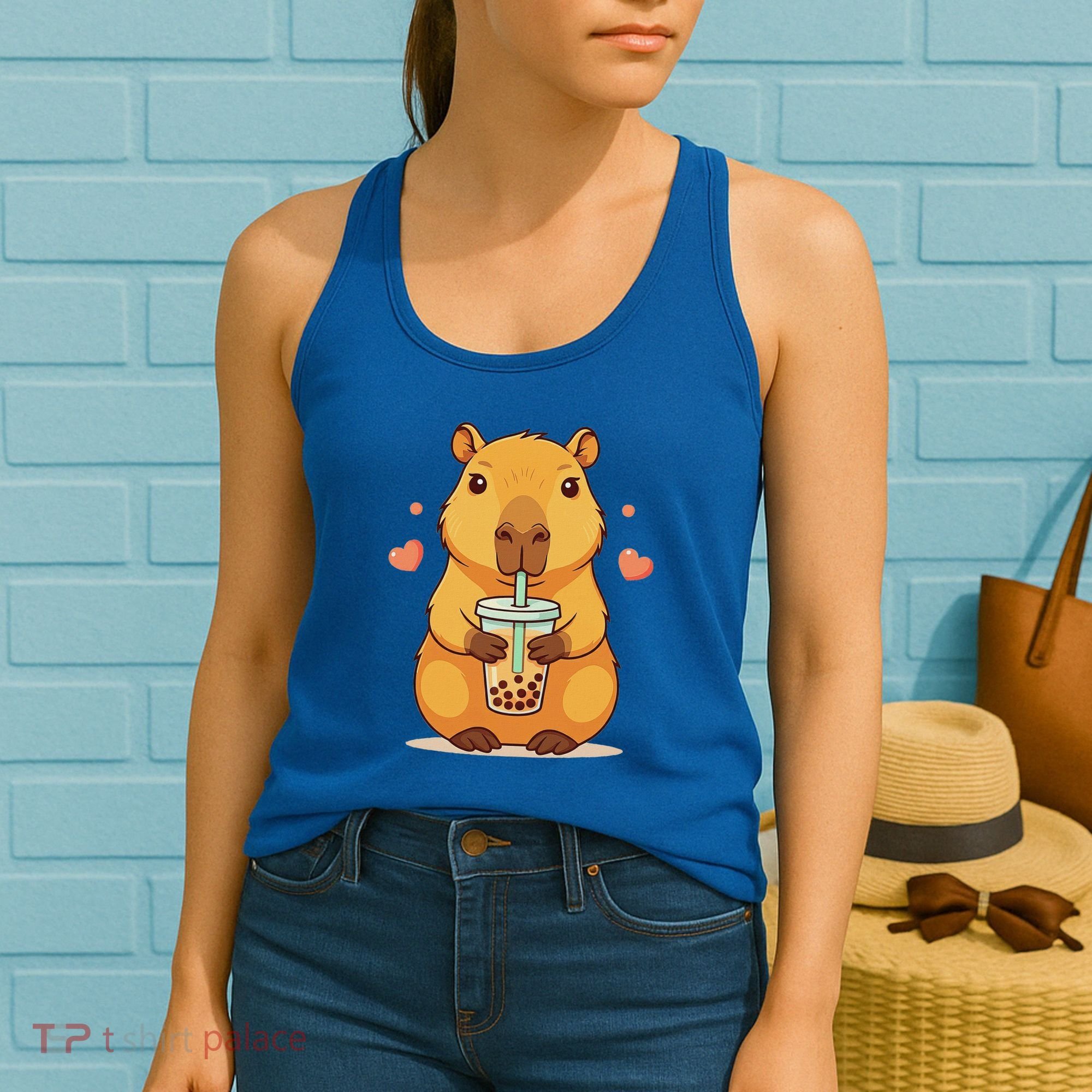 Cute Capybara Boba Tea Bubble Rodent Women's Tank Top