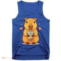 Cute Capybara Boba Tea Bubble Rodent Tank Top thumb 0