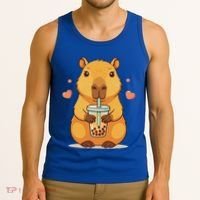 Cute Capybara Boba Tea Bubble Rodent Tank Top thumb 3