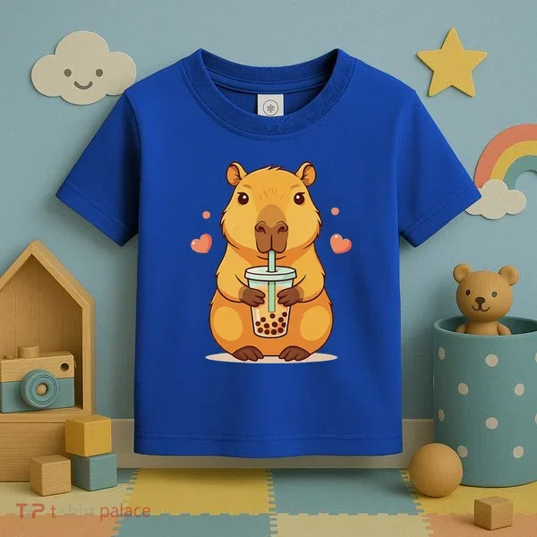Cute Capybara Boba Tea Bubble Rodent Toddler T-Shirt