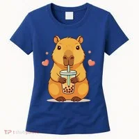 Cute Capybara Boba Tea Bubble Rodent Women's T-Shirt thumb 0