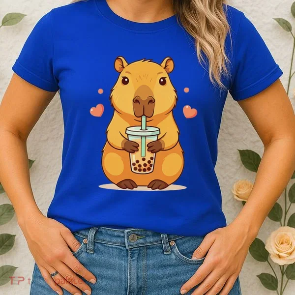 Cute Capybara Boba Tea Bubble Rodent Women's T-Shirt