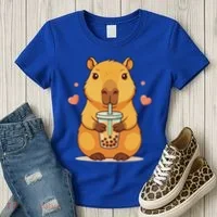 Cute Capybara Boba Tea Bubble Rodent Women's T-Shirt thumb 3