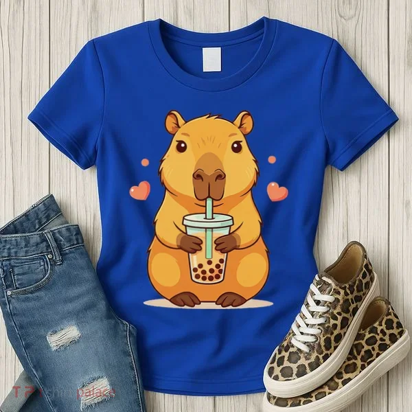 Cute Capybara Boba Tea Bubble Rodent Women's T-Shirt
